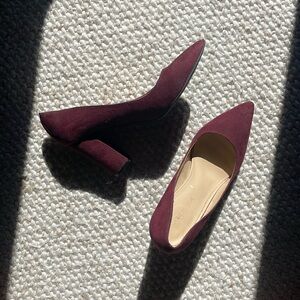 Suede Burgundy Block Heels by Marc Fisher
